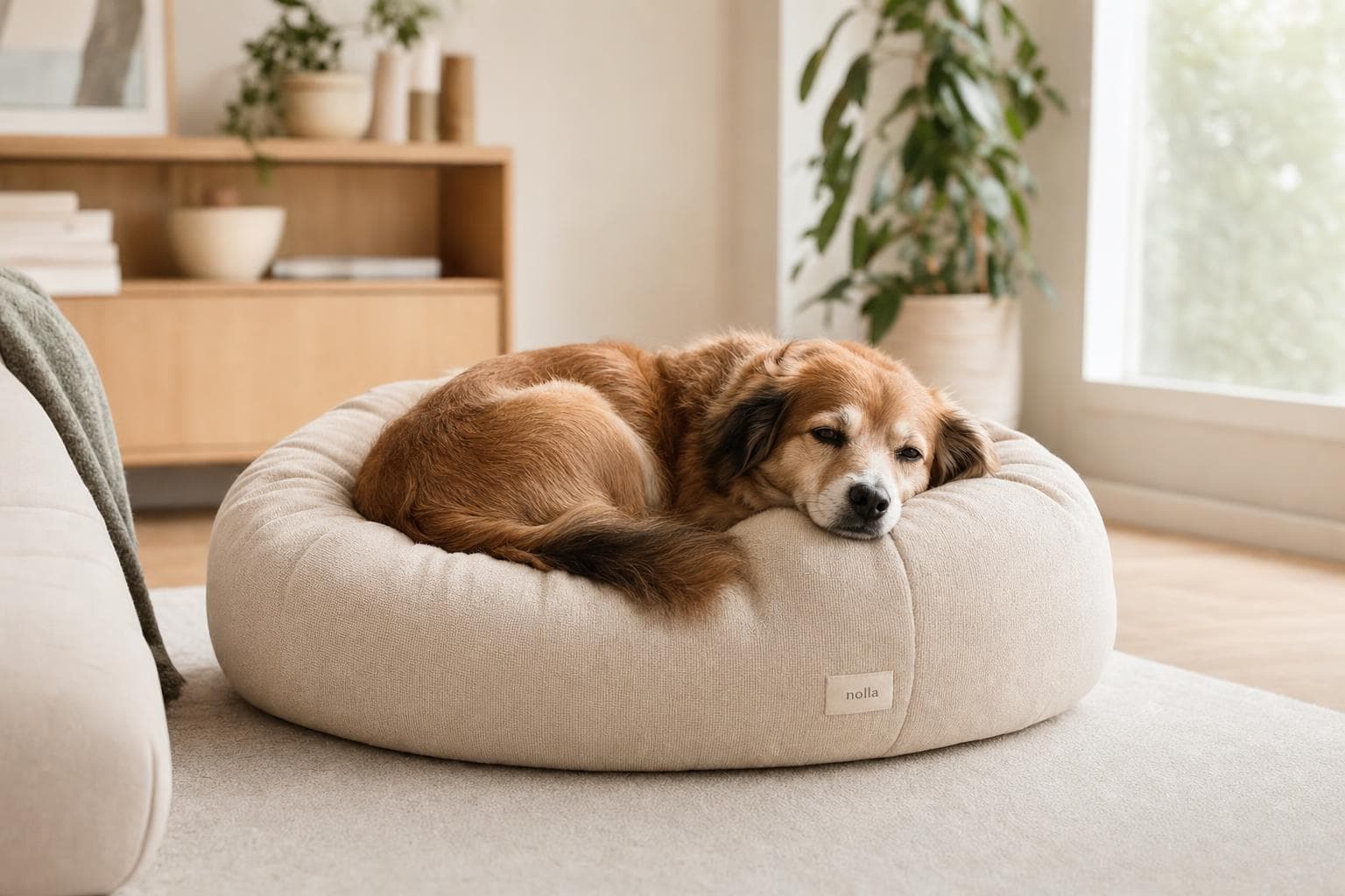 A dog resting at home