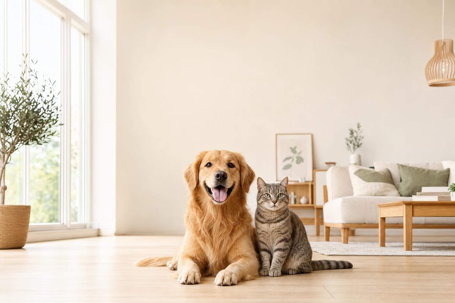 A dog and cat at home